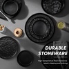 image:imageEfar Stoneware Dinnerware Set 12Piece Plates and Bowls Sets for 4  Modern Dishes for Kitchen Dining Reactive Glazing Ripple Design Chip Resistant Microwave amp Dishwasher Safe Reactive BlueMatte Black