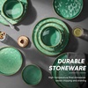 image:imageEfar Stoneware Dinnerware Set 12Piece Plates and Bowls Sets for 4  Modern Dishes for Kitchen Dining Reactive Glazing Ripple Design Chip Resistant Microwave amp Dishwasher Safe Reactive BlueReactive Green