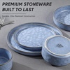 image:imageEfar Stoneware Dinnerware Set 12Piece Plates and Bowls Sets for 4  Modern Dishes for Kitchen Dining Reactive Glazing Ripple Design Chip Resistant Microwave amp Dishwasher Safe Reactive BlueReactive Blue