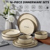 image:imageEfar Stoneware Dinnerware Set 12Piece Plates and Bowls Sets for 4  Modern Dishes for Kitchen Dining Reactive Glazing Ripple Design Chip Resistant Microwave amp Dishwasher Safe Reactive BlueSandy Khaki