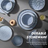 image:imageEfar Stoneware Dinnerware Set 12Piece Plates and Bowls Sets for 4  Modern Dishes for Kitchen Dining Reactive Glazing Ripple Design Chip Resistant Microwave amp Dishwasher Safe Reactive BlueReactive Blue