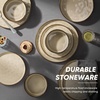 image:imageEfar Stoneware Dinnerware Set 12Piece Plates and Bowls Sets for 4  Modern Dishes for Kitchen Dining Reactive Glazing Ripple Design Chip Resistant Microwave amp Dishwasher Safe Reactive BlueSandy Khaki