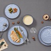 image:imageEfar Stoneware Dinnerware Set 12Piece Plates and Bowls Sets for 4  Modern Dishes for Kitchen Dining Reactive Glazing Ripple Design Chip Resistant Microwave amp Dishwasher Safe Reactive BlueReactive Blue