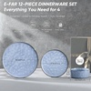 image:imageEfar Stoneware Dinnerware Set 12Piece Plates and Bowls Sets for 4  Modern Dishes for Kitchen Dining Reactive Glazing Ripple Design Chip Resistant Microwave amp Dishwasher Safe Reactive BlueReactive Blue