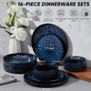 image:imageEfar Stoneware Dinnerware Set 12Piece Plates and Bowls Sets for 4  Modern Dishes for Kitchen Dining Reactive Glazing Ripple Design Chip Resistant Microwave amp Dishwasher Safe Reactive BlueStarry Blue