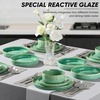 image:imageEfar Stoneware Dinnerware Set 12Piece Plates and Bowls Sets for 4  Modern Dishes for Kitchen Dining Reactive Glazing Ripple Design Chip Resistant Microwave amp Dishwasher Safe Reactive BlueReactive Green