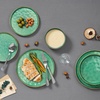 image:imageEfar Stoneware Dinnerware Set 12Piece Plates and Bowls Sets for 4  Modern Dishes for Kitchen Dining Reactive Glazing Ripple Design Chip Resistant Microwave amp Dishwasher Safe Reactive BlueReactive Green