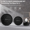image:imageEfar Stoneware Dinnerware Set 12Piece Plates and Bowls Sets for 4  Modern Dishes for Kitchen Dining Reactive Glazing Ripple Design Chip Resistant Microwave amp Dishwasher Safe Reactive BlueMatte Black