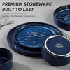 image:imageEfar Stoneware Dinnerware Set 12Piece Plates and Bowls Sets for 4  Modern Dishes for Kitchen Dining Reactive Glazing Ripple Design Chip Resistant Microwave amp Dishwasher Safe Reactive BlueStarry Blue