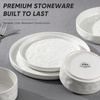 image:imageEfar Stoneware Dinnerware Set 12Piece Plates and Bowls Sets for 4  Modern Dishes for Kitchen Dining Reactive Glazing Ripple Design Chip Resistant Microwave amp Dishwasher Safe Reactive BlueSpeckled White