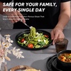 image:imageEfar Stoneware Dinnerware Set 12Piece Plates and Bowls Sets for 4  Modern Dishes for Kitchen Dining Reactive Glazing Ripple Design Chip Resistant Microwave amp Dishwasher Safe Reactive BlueMatte Black