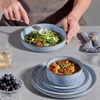 image:imageEfar Stoneware Dinnerware Set 12Piece Plates and Bowls Sets for 4  Modern Dishes for Kitchen Dining Reactive Glazing Ripple Design Chip Resistant Microwave amp Dishwasher Safe Reactive BlueReactive Blue