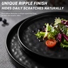 image:imageEfar Stoneware Dinnerware Set 12Piece Plates and Bowls Sets for 4  Modern Dishes for Kitchen Dining Reactive Glazing Ripple Design Chip Resistant Microwave amp Dishwasher Safe Reactive BlueMatte Black