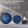 image:imageEfar Stoneware Dinnerware Set 12Piece Plates and Bowls Sets for 4  Modern Dishes for Kitchen Dining Reactive Glazing Ripple Design Chip Resistant Microwave amp Dishwasher Safe Reactive BlueStarry Blue