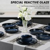 image:imageEfar Stoneware Dinnerware Set 12Piece Plates and Bowls Sets for 4  Modern Dishes for Kitchen Dining Reactive Glazing Ripple Design Chip Resistant Microwave amp Dishwasher Safe Reactive BlueStarry Blue