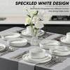 image:imageEfar Stoneware Dinnerware Set 12Piece Plates and Bowls Sets for 4  Modern Dishes for Kitchen Dining Reactive Glazing Ripple Design Chip Resistant Microwave amp Dishwasher Safe Reactive BlueSpeckled White