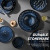 image:imageEfar Stoneware Dinnerware Set 12Piece Plates and Bowls Sets for 4  Modern Dishes for Kitchen Dining Reactive Glazing Ripple Design Chip Resistant Microwave amp Dishwasher Safe Reactive BlueStarry Blue