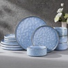 image:imageEfar Stoneware Dinnerware Set 12Piece Plates and Bowls Sets for 4  Modern Dishes for Kitchen Dining Reactive Glazing Ripple Design Chip Resistant Microwave amp Dishwasher Safe Reactive BlueReactive Blue