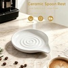 image:imageEfar Spoon Rest Ceramic Spoon Holder for Stove Top HeatResistant  5 Inch Utensils Rest for Coffee Bar amp Kitchen Counter Decor Fits Ladles amp Spatulas Dishwasher Safe Celadon GreenWhite