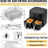 image:imageEfar Air Fryer Racks 77x53 Rectangle Dual Basket Air Fryer Accessories 3Tier Stackable Stainless Steel Cooking Rack Set for Frying Roasting WSilicon Feet amp Antiscald Clip Dishwasher Safe77x53 inch Rectangle Rack