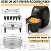 image:imageEfar Air Fryer Racks 77x53 Rectangle Dual Basket Air Fryer Accessories 3Tier Stackable Stainless Steel Cooking Rack Set for Frying Roasting WSilicon Feet amp Antiscald Clip Dishwasher Safe79 inch Round Rack