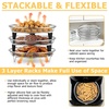 image:imageEfar Air Fryer Racks 77x53 Rectangle Dual Basket Air Fryer Accessories 3Tier Stackable Stainless Steel Cooking Rack Set for Frying Roasting WSilicon Feet amp Antiscald Clip Dishwasher Safe79 inch Round Rack