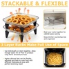 image:imageEfar Air Fryer Racks 77x53 Rectangle Dual Basket Air Fryer Accessories 3Tier Stackable Stainless Steel Cooking Rack Set for Frying Roasting WSilicon Feet amp Antiscald Clip Dishwasher Safe773 inch Square Rack
