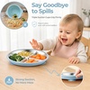 image:imageEfar Stainless Steel Toddler Suction Plates 2 Pack for Baby  3Section Divided Kids Plates amp Removable Silicone Suction Sleeves Unbreakable Stainless Steel Dishwasher SafeBluePink