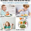 image:imageEfar Stainless Steel Toddler Suction Plates 2 Pack for Baby  3Section Divided Kids Plates amp Removable Silicone Suction Sleeves Unbreakable Stainless Steel Dishwasher SafeBluePink