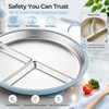 image:imageEfar Stainless Steel Toddler Suction Plates 2 Pack for Baby  3Section Divided Kids Plates amp Removable Silicone Suction Sleeves Unbreakable Stainless Steel Dishwasher SafeBluePink
