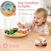 image:imageEfar Stainless Steel Toddler Suction Plates 2 Pack for Baby  3Section Divided Kids Plates amp Removable Silicone Suction Sleeves Unbreakable Stainless Steel Dishwasher SafeBlueGreenPink  Grey