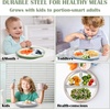 image:imageEfar Stainless Steel Toddler Suction Plates 2 Pack for Baby  3Section Divided Kids Plates amp Removable Silicone Suction Sleeves Unbreakable Stainless Steel Dishwasher SafeBlueGreenBlue  Green  Pink  Grey