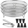 image:imageEfar Air Fryer Racks 77x53 Rectangle Dual Basket Air Fryer Accessories 3Tier Stackable Stainless Steel Cooking Rack Set for Frying Roasting WSilicon Feet amp Antiscald Clip Dishwasher Safe79 inch Round Rack