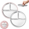 image:imageEfar Stainless Steel Toddler Suction Plates 2 Pack for Baby  3Section Divided Kids Plates amp Removable Silicone Suction Sleeves Unbreakable Stainless Steel Dishwasher SafeBlueGreenPink  Grey