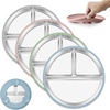 image:imageEfar Stainless Steel Toddler Suction Plates 2 Pack for Baby  3Section Divided Kids Plates amp Removable Silicone Suction Sleeves Unbreakable Stainless Steel Dishwasher SafeBlueGreenBlue  Green  Pink  Grey