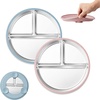 image:imageEfar Stainless Steel Toddler Suction Plates 2 Pack for Baby  3Section Divided Kids Plates amp Removable Silicone Suction Sleeves Unbreakable Stainless Steel Dishwasher SafeBluePink
