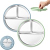 image:imageEfar Stainless Steel Toddler Suction Plates 2 Pack for Baby  3Section Divided Kids Plates amp Removable Silicone Suction Sleeves Unbreakable Stainless Steel Dishwasher SafeBlueGreenBlue  Green