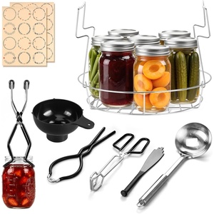 image:imageEfar 114 Stainless Steel Canning Rack Jar Rack for Water Bath Canner  Fits Pots 124 Dia amp Up Holds 7 Pint or 6 Quart Jars Jar Lifter with Foldable Handles Reinforced Frame Dishwasher SafeCanning Rack with Tools Kit