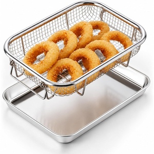 image:imageEfar Air Fryer Basket for Oven Large Air Fryer Basket amp Tray 18 x 13  Stainless Steel Crisper Tray amp Baking Pan for Oven Cooking Broiling Grilling Heavy Duty amp Dishwasher Safe94 x 73